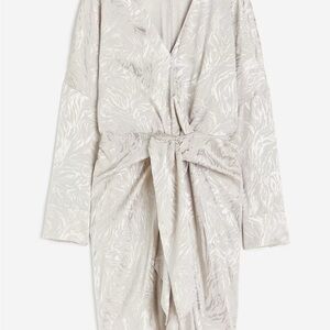 H&M Taupe Jacquard Long Sleeve Dress